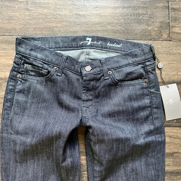 7 FOR ALL MANKIND Sleek Deep Blue Lowrise Flare Sz 27 NWT!! - Picture 2 of 3